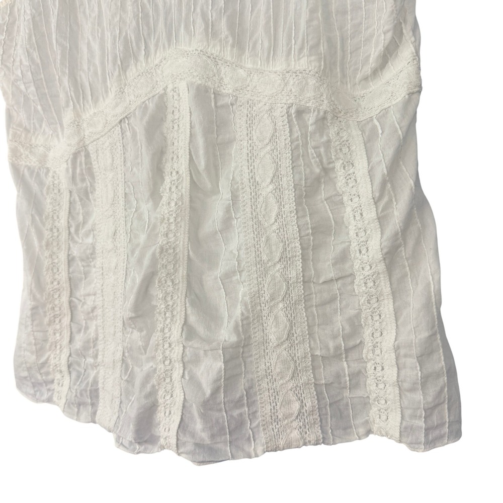 Y2K Camisole Tank Top‎ Women Large White Lace Trim Pleated Adjustable Strap - Picture 6 of 6